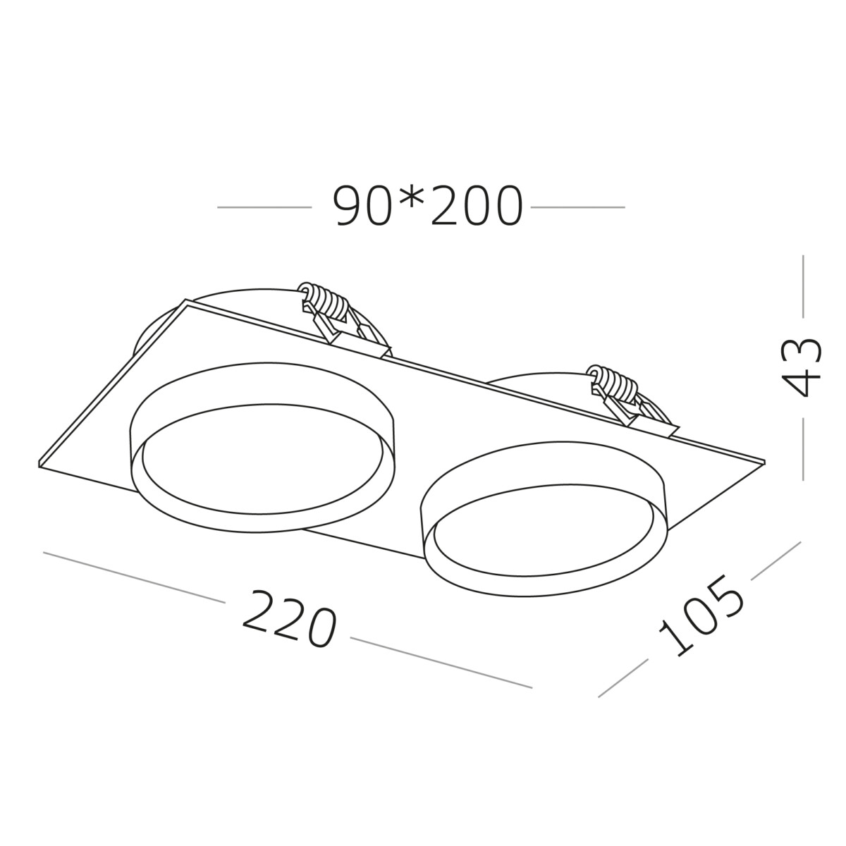 ST258.508.02 Св-к встр. Белый GX53 2*50W IP20 L220xW109xH43 220V Без ламп Встраиваемые светильники — изображение 4
