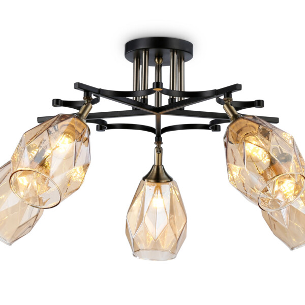 TR303035/5 SB/BK/TI  бронза/черный/янтарь E27/5 max 40W D730*280