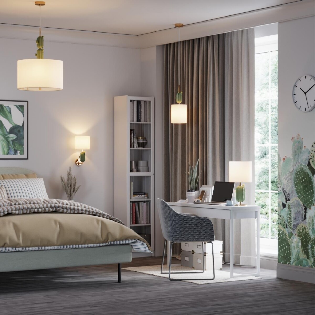 5425/1W MODERN ODL_EX24 099 золотой/зеленый/белый/металл/керамика/ткань Бра E14 1*40W CACTUS — изображение 2