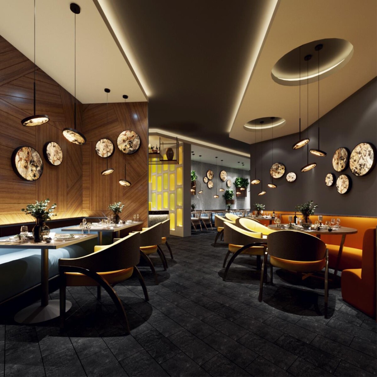 5064/24L L-VISION ODL24 205 черн./серо-беж./металл/натур.камень/акрил Настенный светильник с переключ.цветов.темпер. LED 24W 3000К/4000K/6000K BERGI — изображение 2