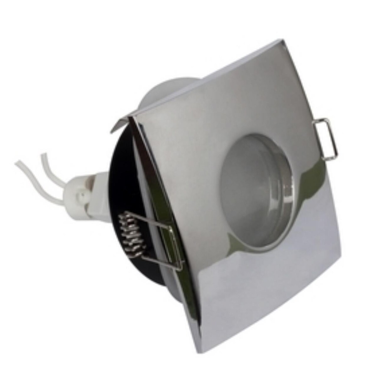 2593-1C, светильник врезной, лампа в комплекте, размеры L*H: 83*83 мм, диаметр монтажного отверстия 73 мм, материал алюминий, цвет хром, степень защиты: IP44, мощность лампы 5W, тип лампы MR16, цоколь GX53 — изображение 1