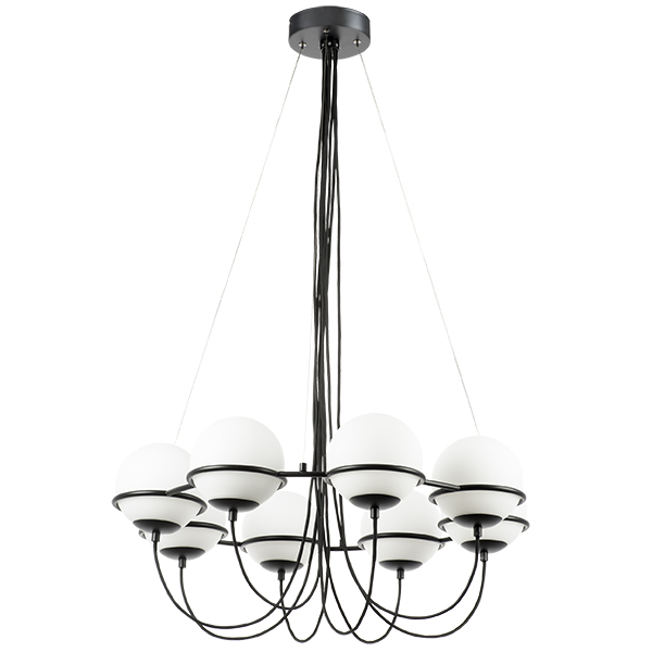 803287 Люстра GLOBO 8х40W E14 ЧЕРНЫЙ МАТОВЫЙ/БЕЛЫЙ