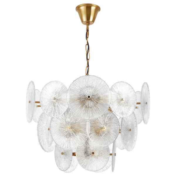 в наличии 799083 Люстра RETRO 8х8W (led) E14 ЛАТУНЬ/ПРОЗРАЧНЫ - купить в интернет-магазине Светильники Торг