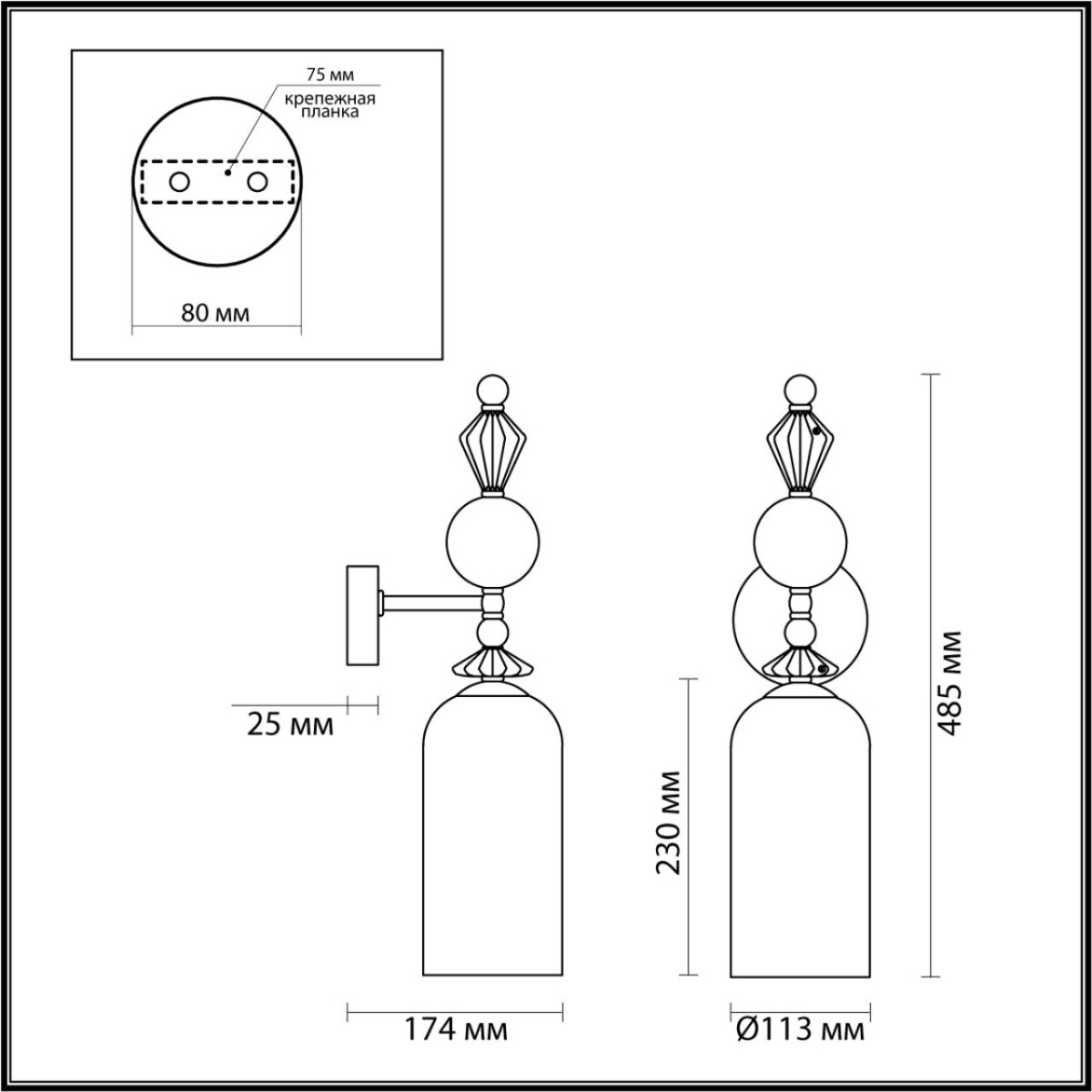 4855/1WA CLASSIC ODL_EX21 135 золото/разноцветн./керамика/стекло Бра E14 1*40W BIZET — изображение 4