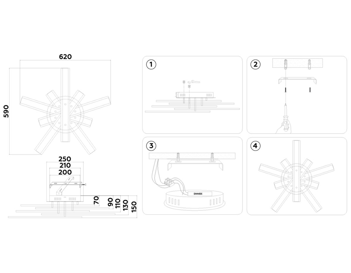FA8906 BK/CH черный/хром 132W 3000-6400K 620*590*150 (ПДУ РАДИО 2.4G) — изображение 2