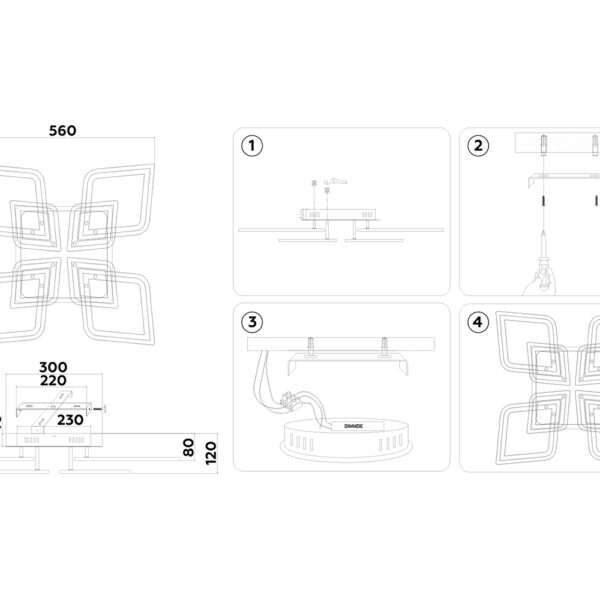 FA8911/4+4 WH/CH белый/хром 162W 3000K-6400K 560*560*120 (ПДУ РАДИО 2.4G)