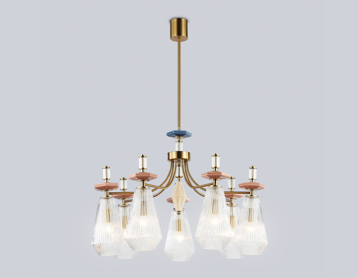 в наличии LH53184/7 BS/CL латунь/прозрачный E14*7 max 40W D750*1010 - купить в интернет-магазине Светильники Торг