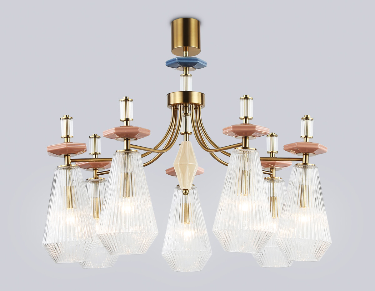 в наличии LH53184/7 BS/CL латунь/прозрачный E14*7 max 40W D750*1010 - купить в интернет-магазине Светильники Торг