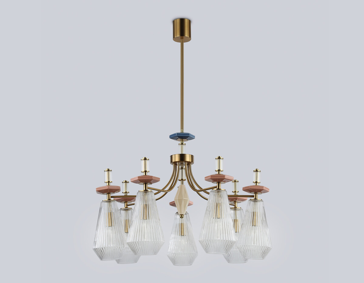 в наличии LH53184/7 BS/CL латунь/прозрачный E14*7 max 40W D750*1010 - купить в интернет-магазине Светильники Торг