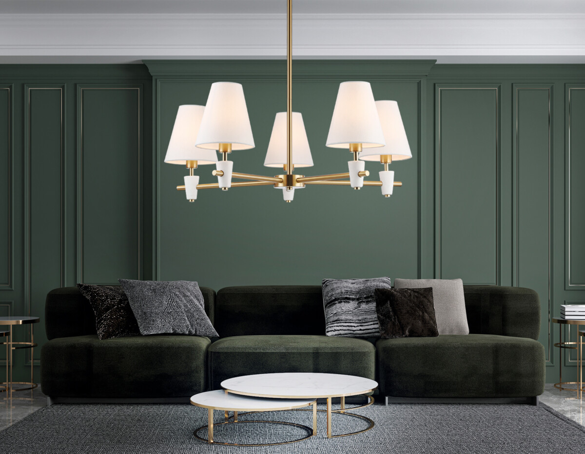 в наличии LH75044/5 BS/WH латунь/белый E14*5 max 40W D700*580 - купить в интернет-магазине Светильники Торг