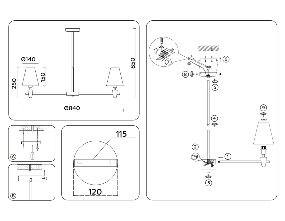 в наличии LH75045/7 BS/WH латунь/белый E14*7 max 40W D840*580 - купить в интернет-магазине Светильники Торг