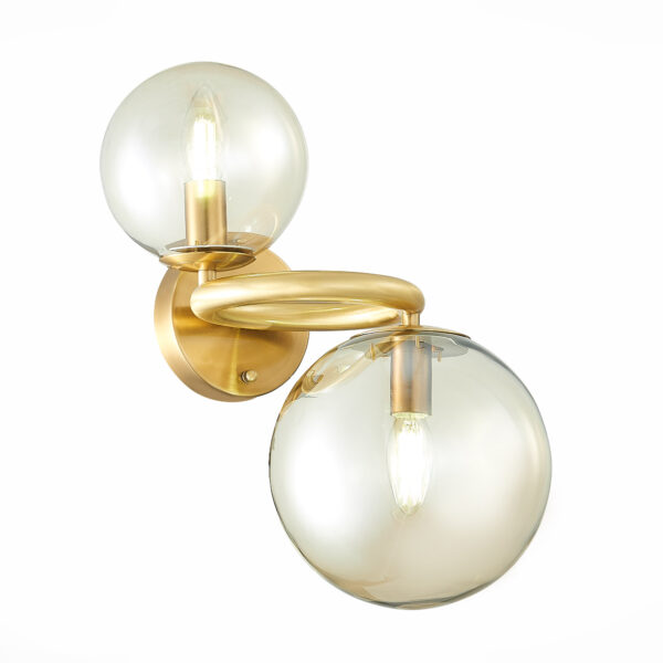 SL1162.301.02 Светильник настенный ST-Luce Латунь/Коньячный E14 2*40W ГОРИЦИЯ