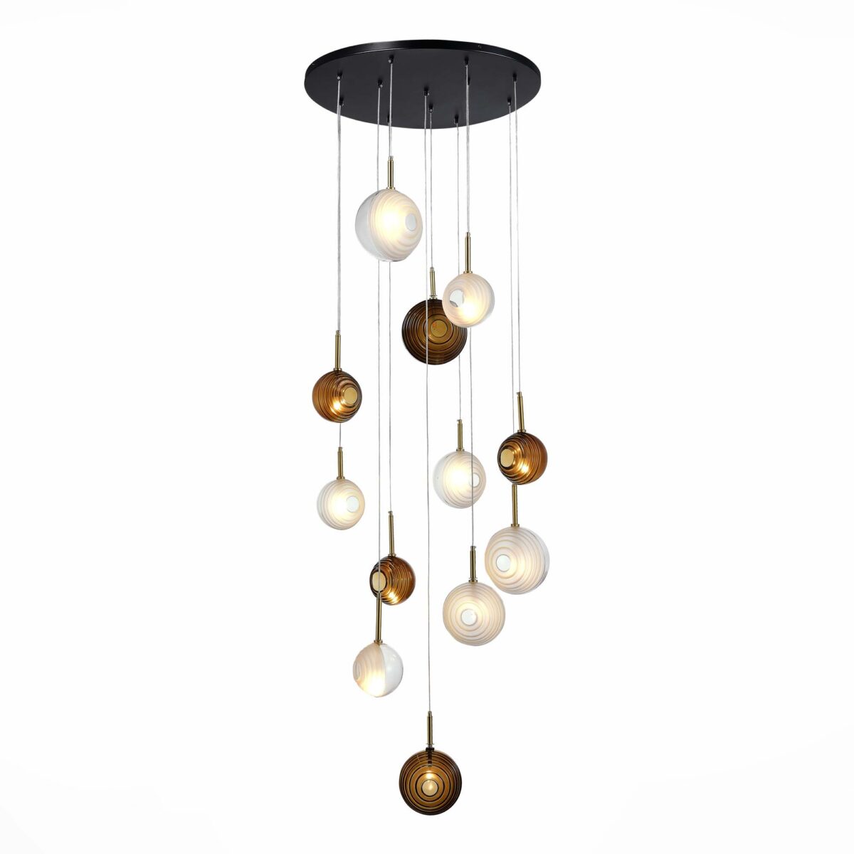 SL1183.543.12_01W SL1183.543.12 Светильник подвесной ST-Luce Латунь/Черный, Белый G4 12*5W ФОЛИНЬО — изображение 1