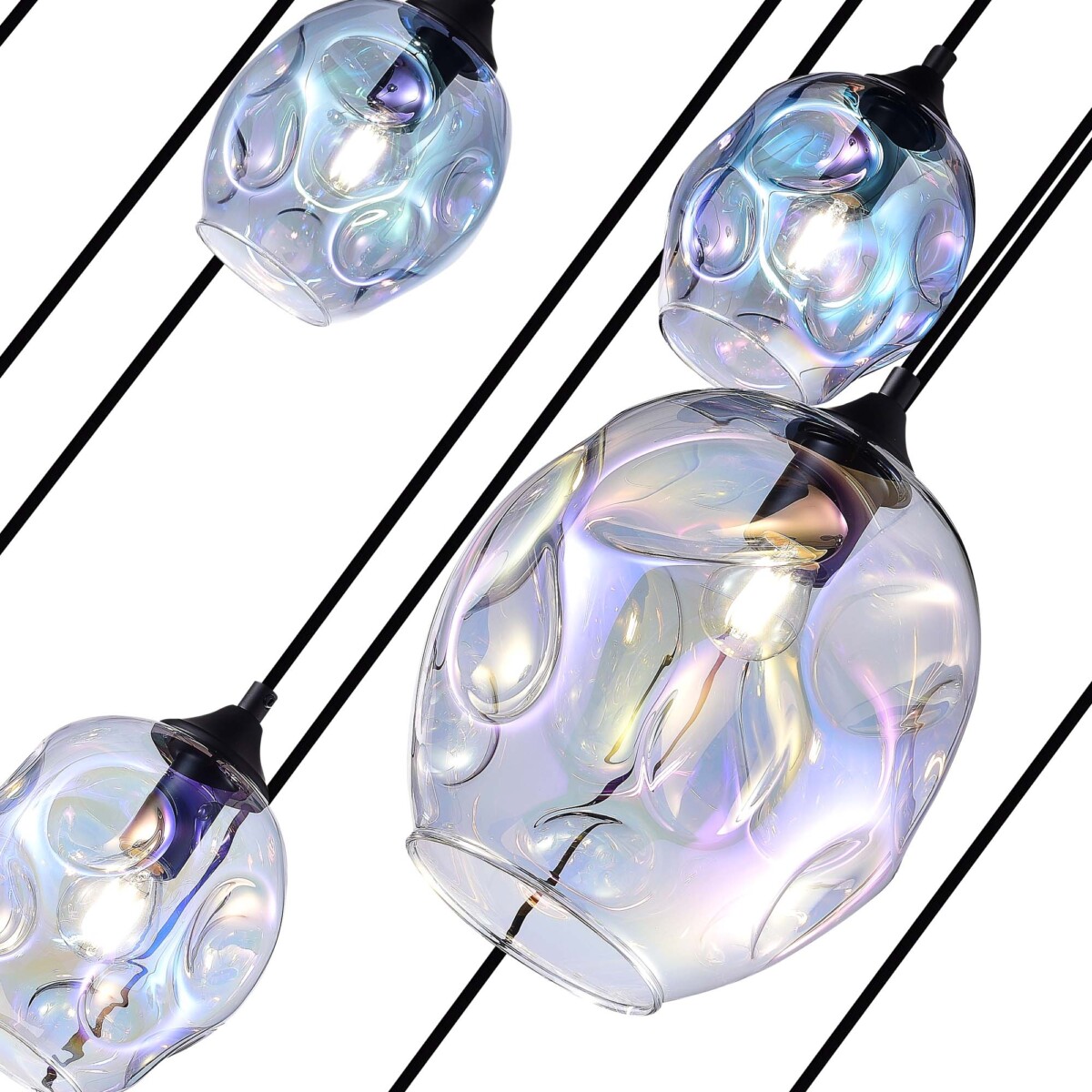 SL1188.403.16 Люстра подвесная ST-Luce Черный/Радужный E14/E27 12+4*40W ДЕЗИ — изображение 3