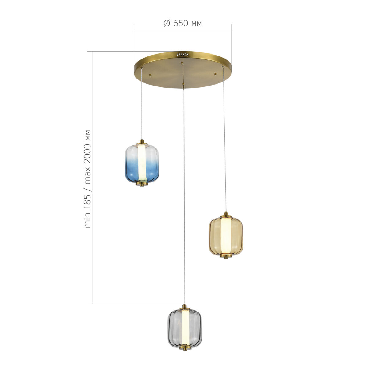 SL1193.303.03 Светильник подвесной ST-Luce Латунь/Янтарный,Дымчатый,Голубой LED 3*11,2W 3000K САММЕР — изображение 3