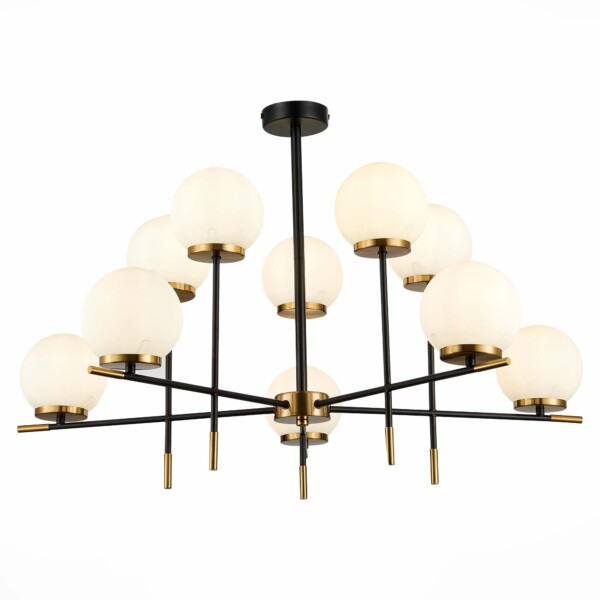 SL1203.402.10 Люстра потолочная ST-Luce Черный, Латунь/Белый E27 10*60W ЛИМАНО