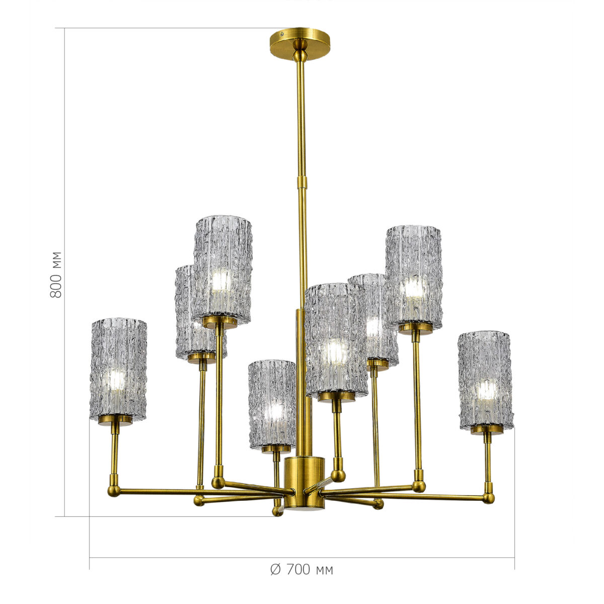SL1240.303.08 Люстра подвесная ST-Luce Латунь/Дымчатый E27 8*60W ГАЦОЛЛО — изображение 4