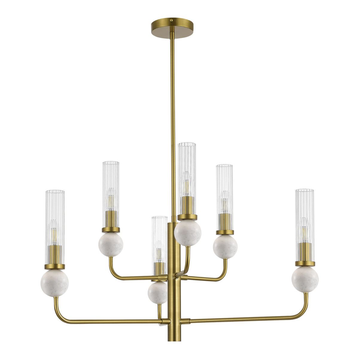 в наличии SL1244.303.06 Светильник подвесной ST-Luce латунь/прозрачный E14 6*40W МЕДЕА - купить в интернет-магазине Светильники Торг