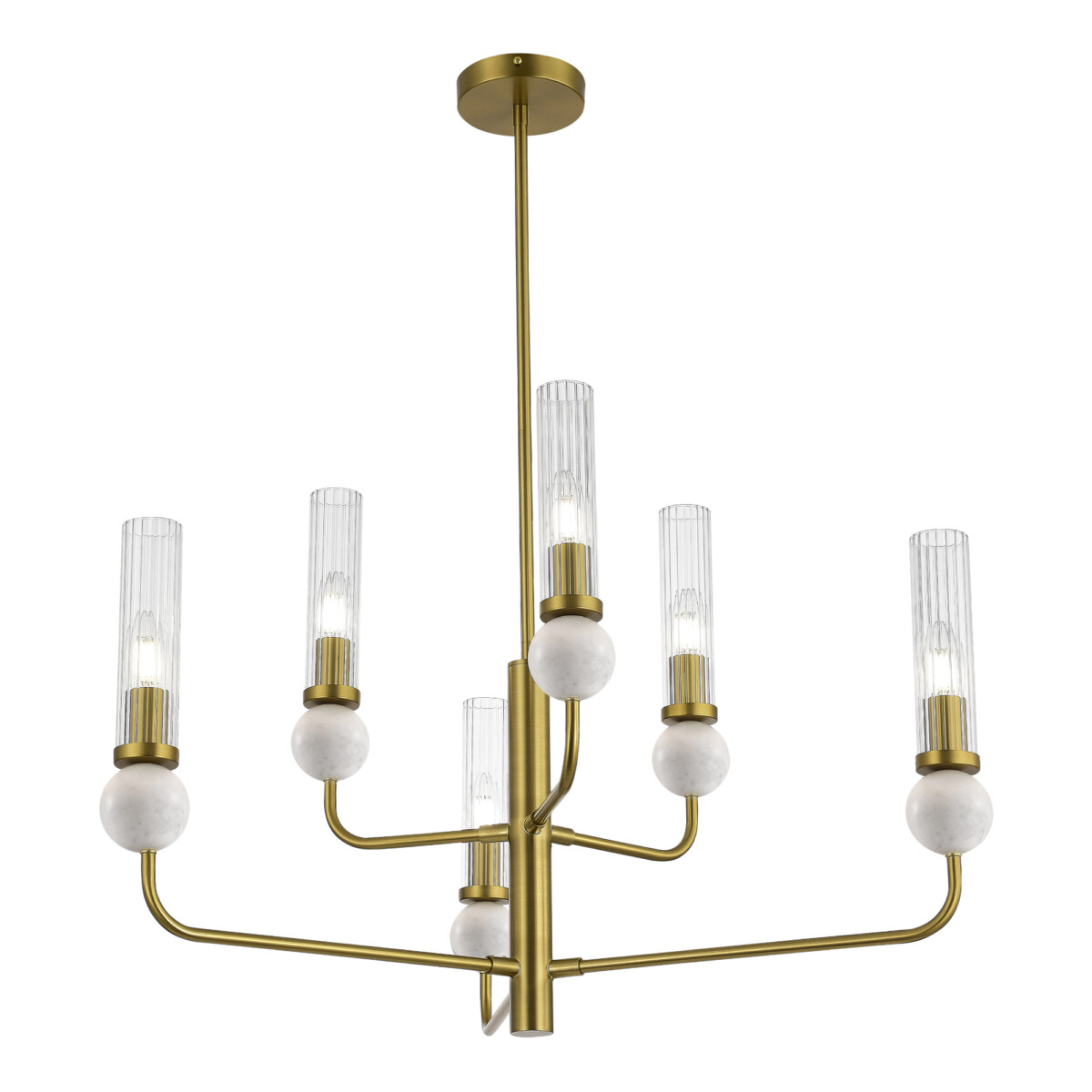 в наличии SL1244.303.06 Светильник подвесной ST-Luce латунь/прозрачный E14 6*40W МЕДЕА - купить в интернет-магазине Светильники Торг