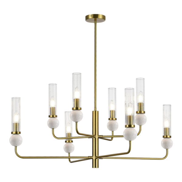 в наличии SL1244.303.08 Светильник подвесной ST-Luce латунь/прозрачный E14 8*40W МЕДЕА - купить в интернет-магазине Светильники Торг