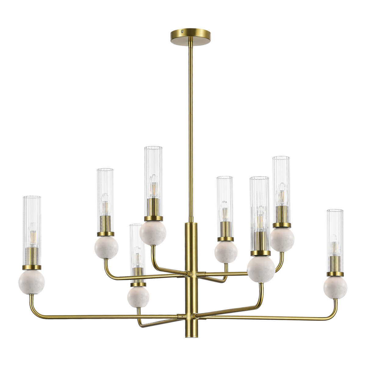 в наличии SL1244.303.08 Светильник подвесной ST-Luce латунь/прозрачный E14 8*40W МЕДЕА - купить в интернет-магазине Светильники Торг