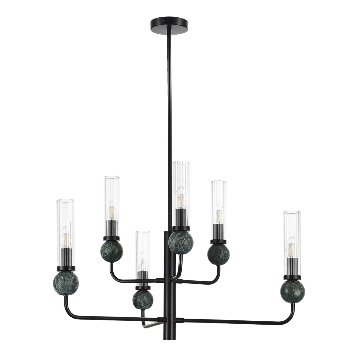 в наличии SL1244.403.06 Светильник подвесной ST-Luce черный/прозрачный E14 6*40W МЕДЕА - купить в интернет-магазине Светильники Торг