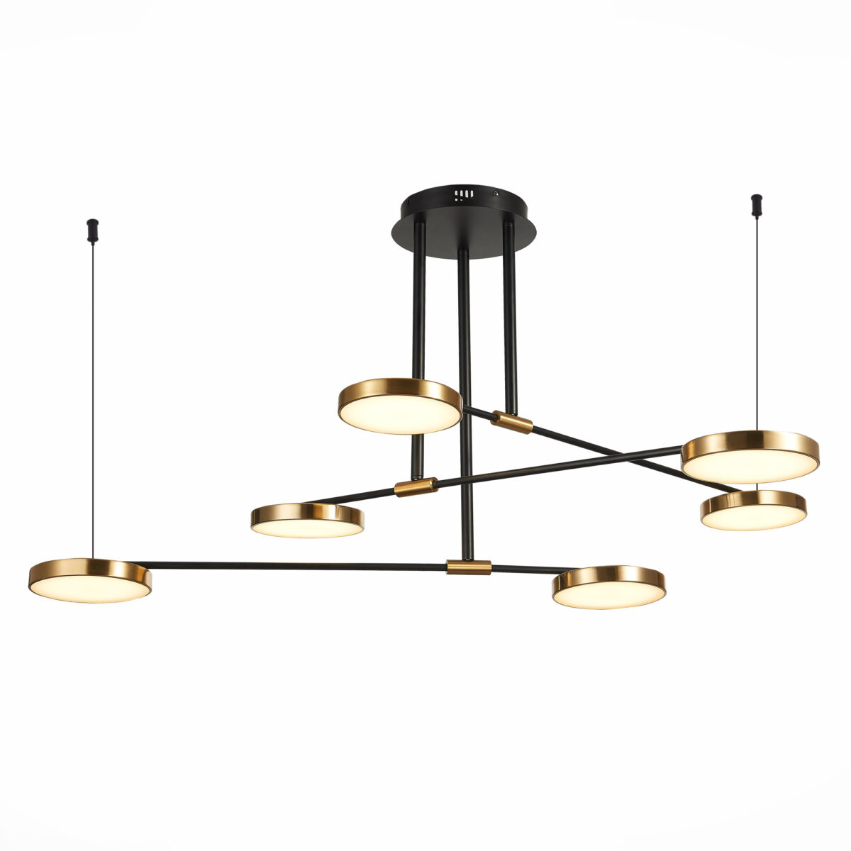 SL1605.403.06 Светильник подвесной ST-Luce Черный/Латунь, Белый LED 6*7,5W 3000K ФАРОНЕ — изображение 1