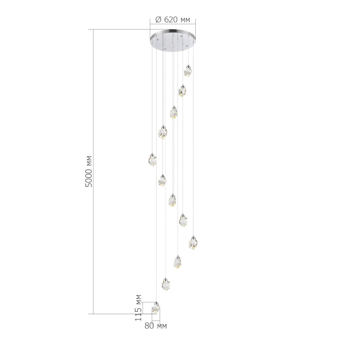 SL6114.103.12 Светильник подвесной ST-Luce Хром/Прозрачный LED 12*3W 3000K КАСКАТО — изображение 3