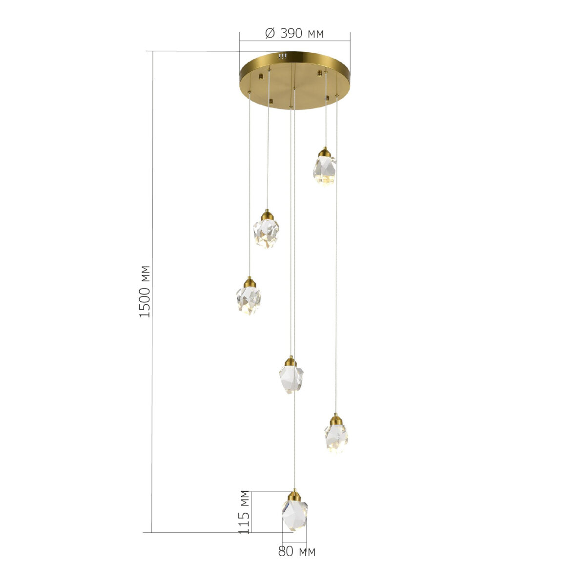 SL6114.203.06 Светильник подвесной ST-Luce Золотистый/Прозрачный LED 6*3W 3000K КАСКАТО — изображение 4