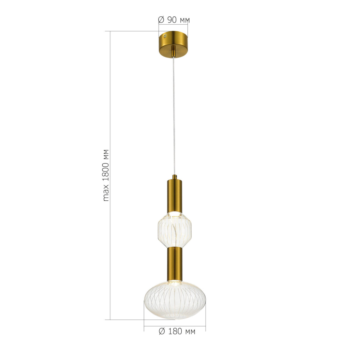 SL6117.223.02 Светильник подвесной ST-Luce Латунь/Золотой, Прозрачный LED 2*3W 3000K ТАККЕ — изображение 4