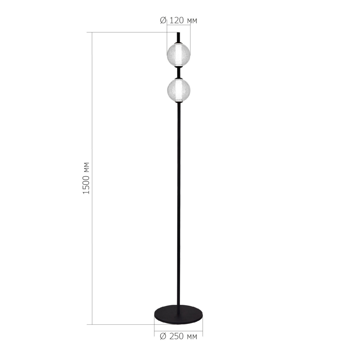 SL6120.405.01 Светильник напольный ST-Luce Черный/Прозрачное кракелированное стекло LED 2*8,5W 3000K ПИК — изображение 3