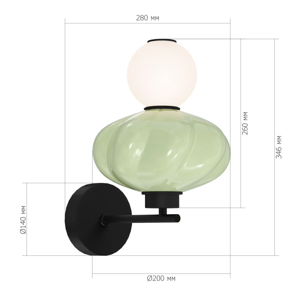 SL6134.401.01 Светильник настенный ST-Luce черный/зелёный, опаловый LED 1*8W 3000K ФЛОРЕНТИНИ — изображение 3