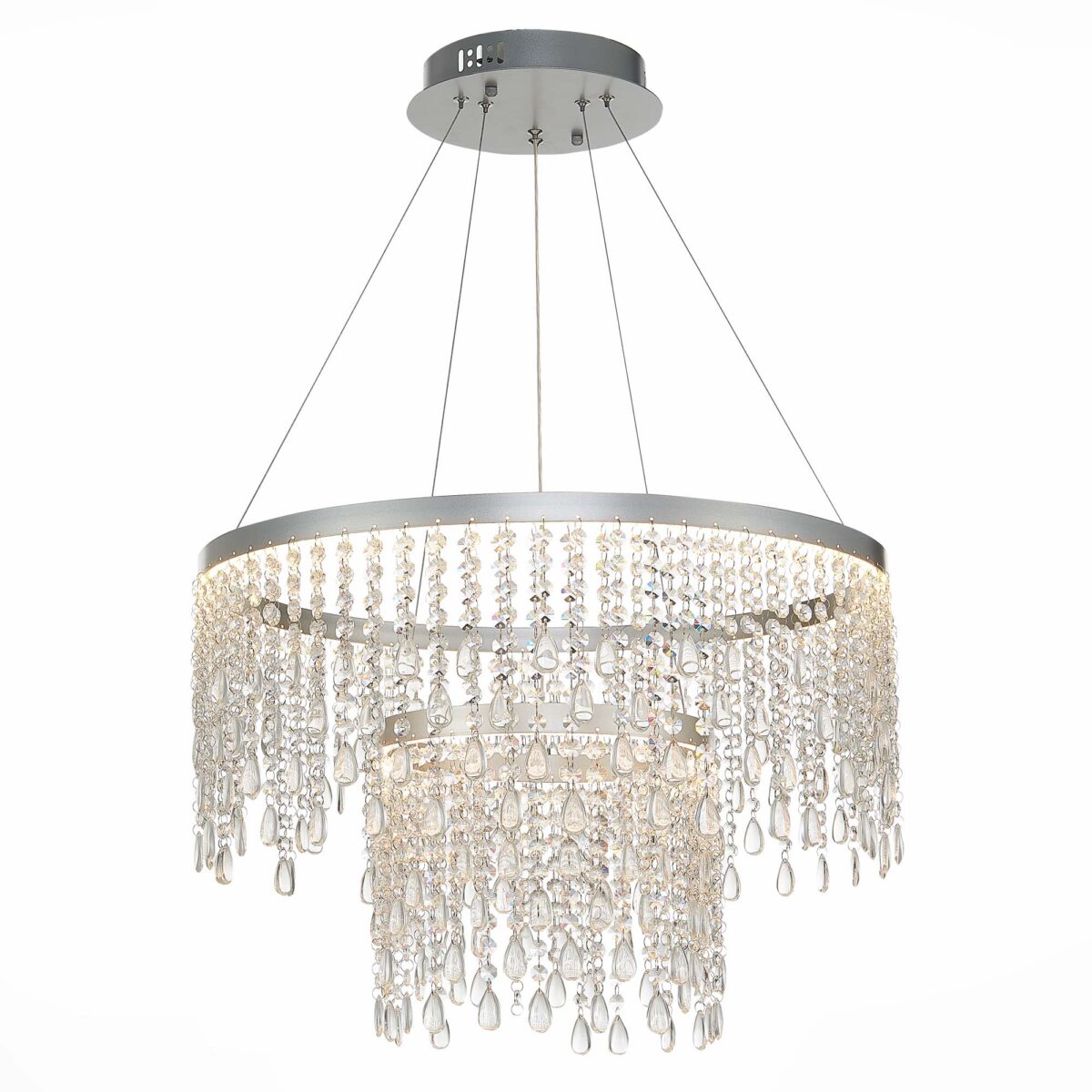 SL6201.103.55 Люстра подвесная ST-Luce Серебристый/Прозрачный LED 1*55W 3000K/4000K/6000K ВЕГА — изображение 1