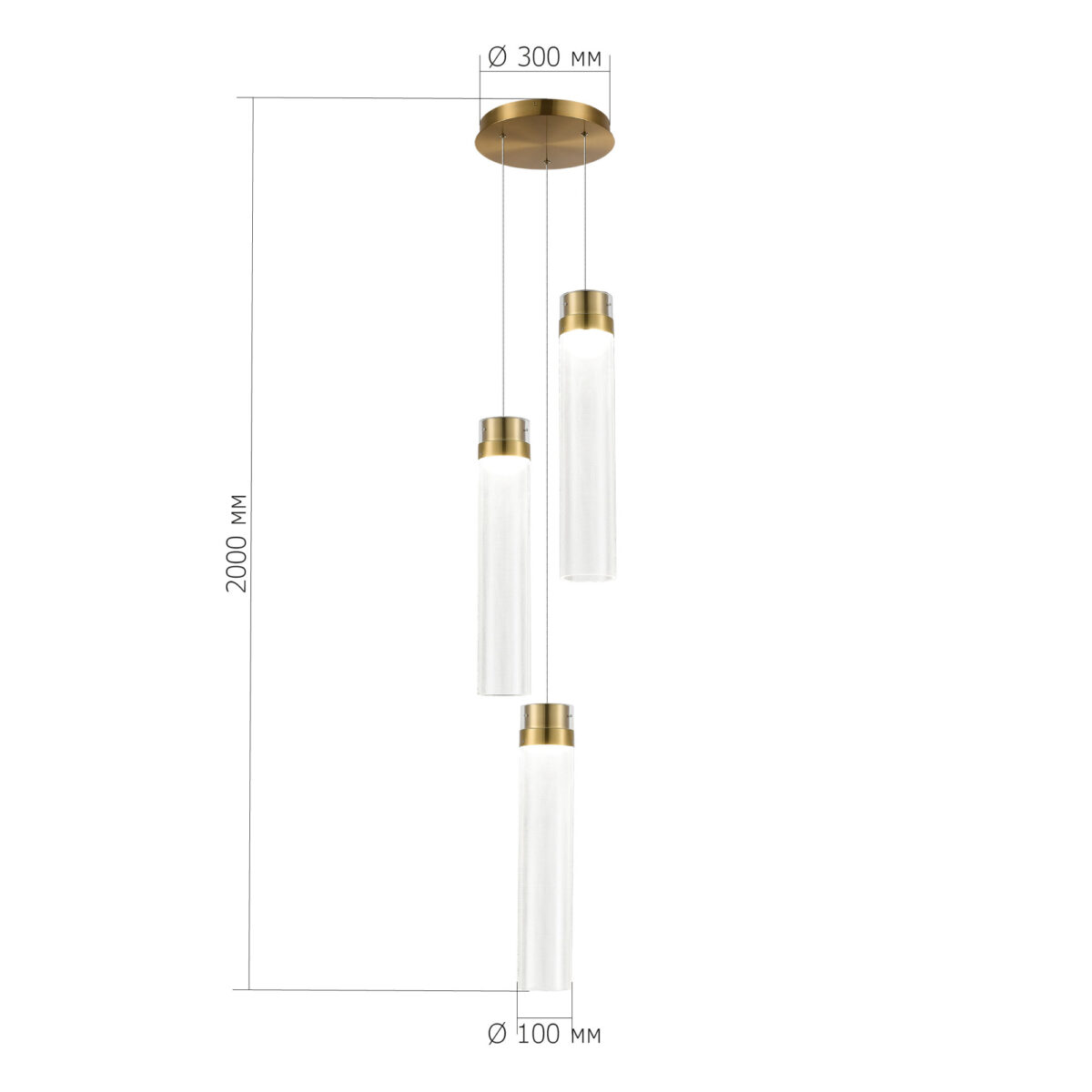 SL6236.303.03 Светильник подвесной ST-Luce Латунь/Прозрачный LED 3*12W 4000K ШАМПАНЬ — изображение 4