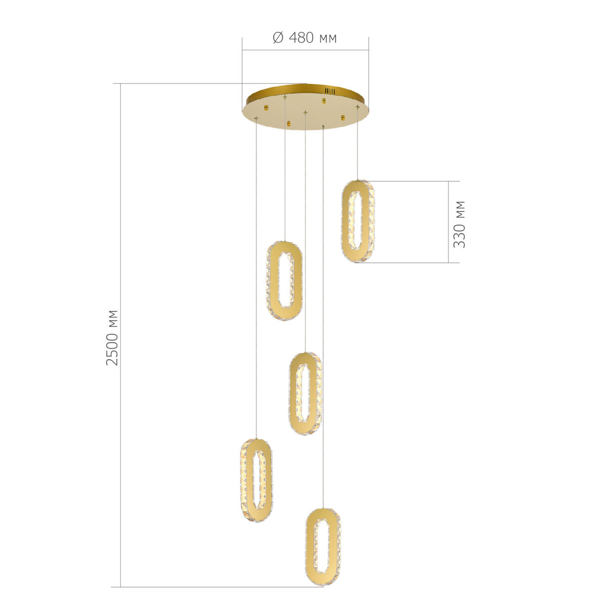 SL6506.203.05 Светильник подвесной ST-Luce Золотистый/Золотистый, Прозрачный LED 5*9W 3000K ЛУНГО — изображение 3