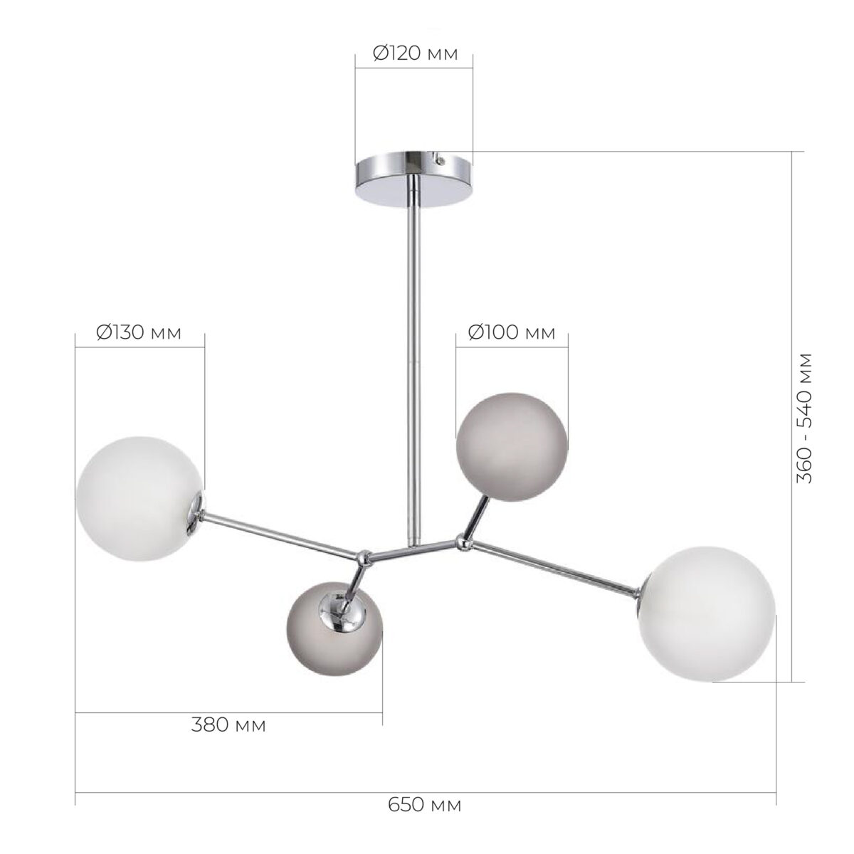 SLE1107-103-04 Светильник подвесной Хром/Белый, Серый G9 LED 4*5W 4000K МАЛЬТЕ — изображение 5