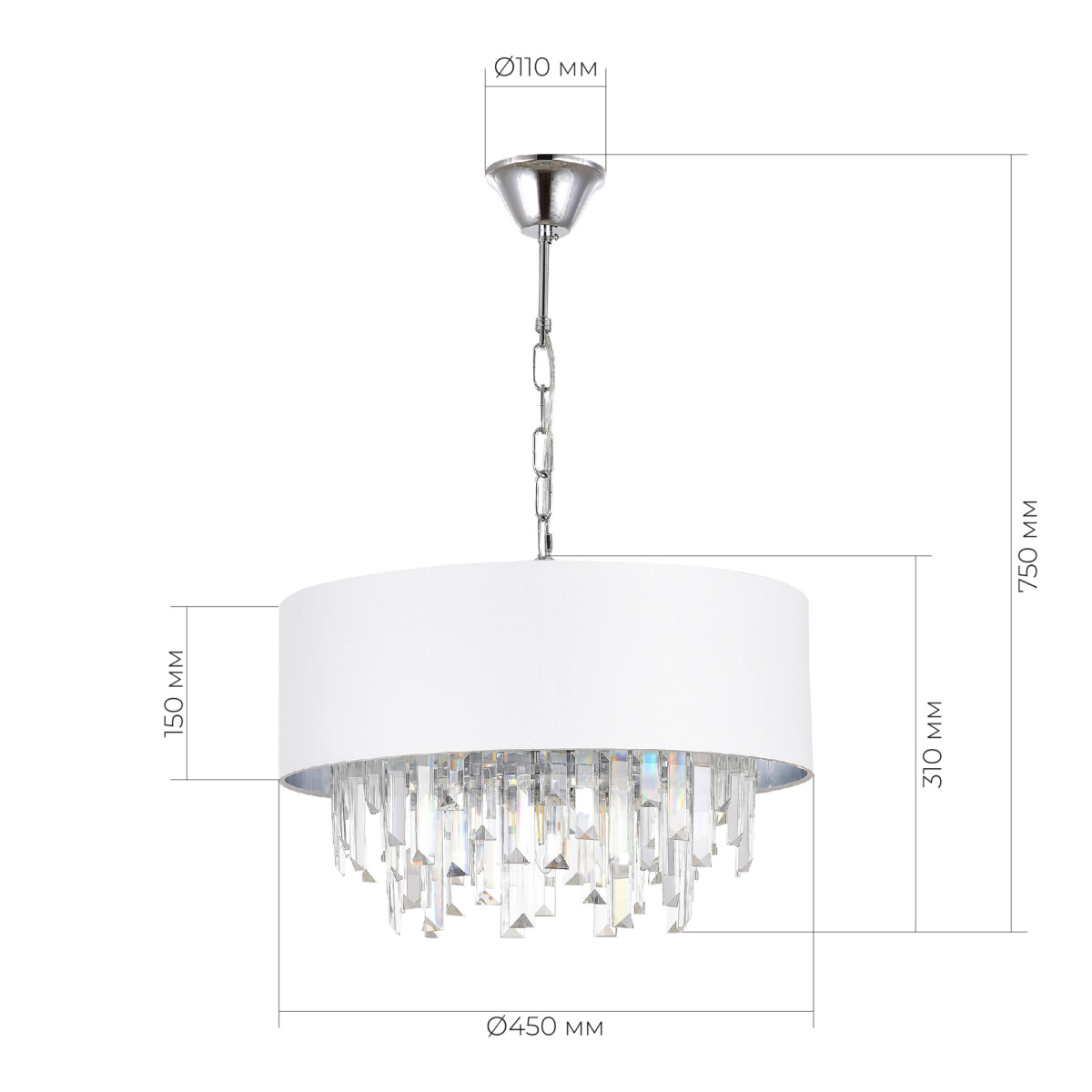 SLE1120-103-07 Светильник подвесной Хром/Белый E14 7*40W DAHLIA — изображение 4