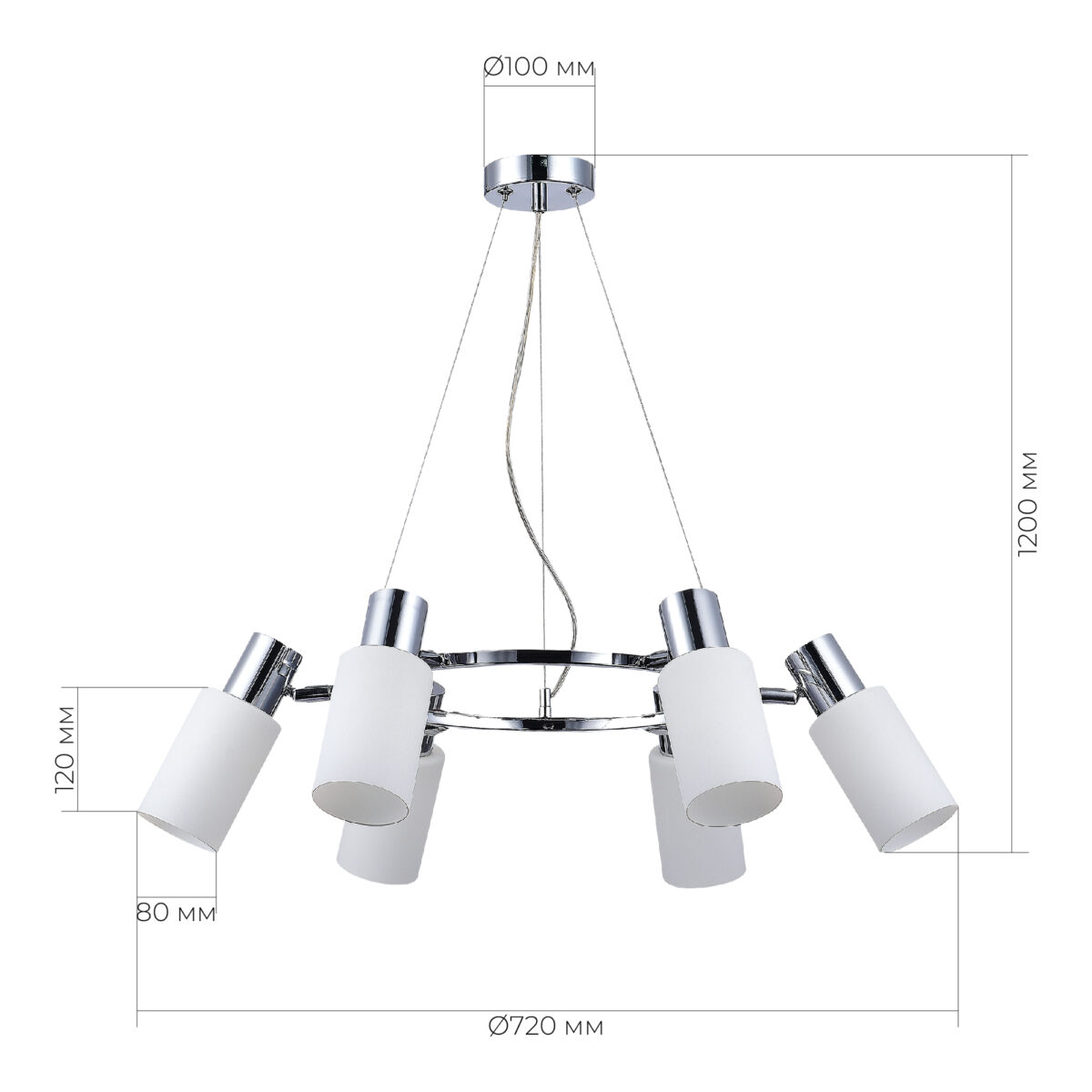 SLE1139-103-06 Светильник подвесной Хром/Белый E14 6*60W ДЖЕССИ — изображение 4