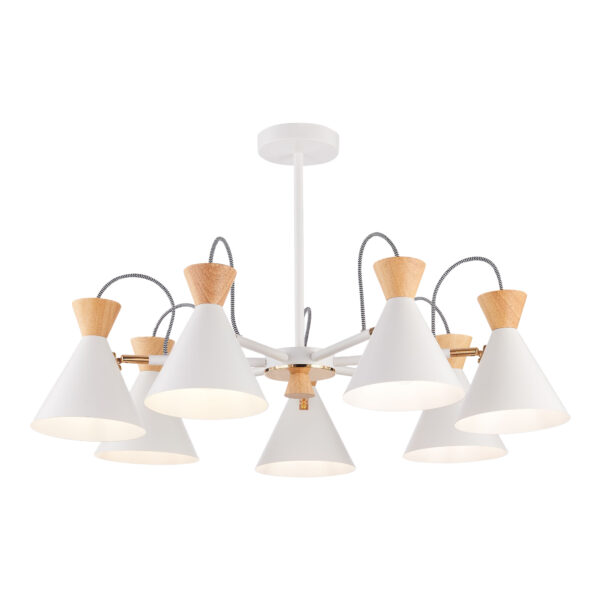 SLE125102-07 Светильник потолочный Белый, Золотистый/Белый, Светлое дерево E14 7*40W МОДИКА