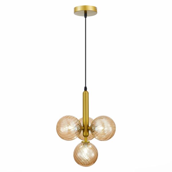 SLE220323-04 Светильник подвесной Золото/Янтарный G9 4*5W 4000K САЛЕРНО