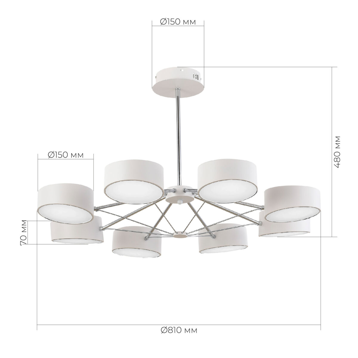 SLE6005-502-08 Светильник потолочный Белый, Хром/Белый LED 8*10W ВАЛЛЕ — изображение 5