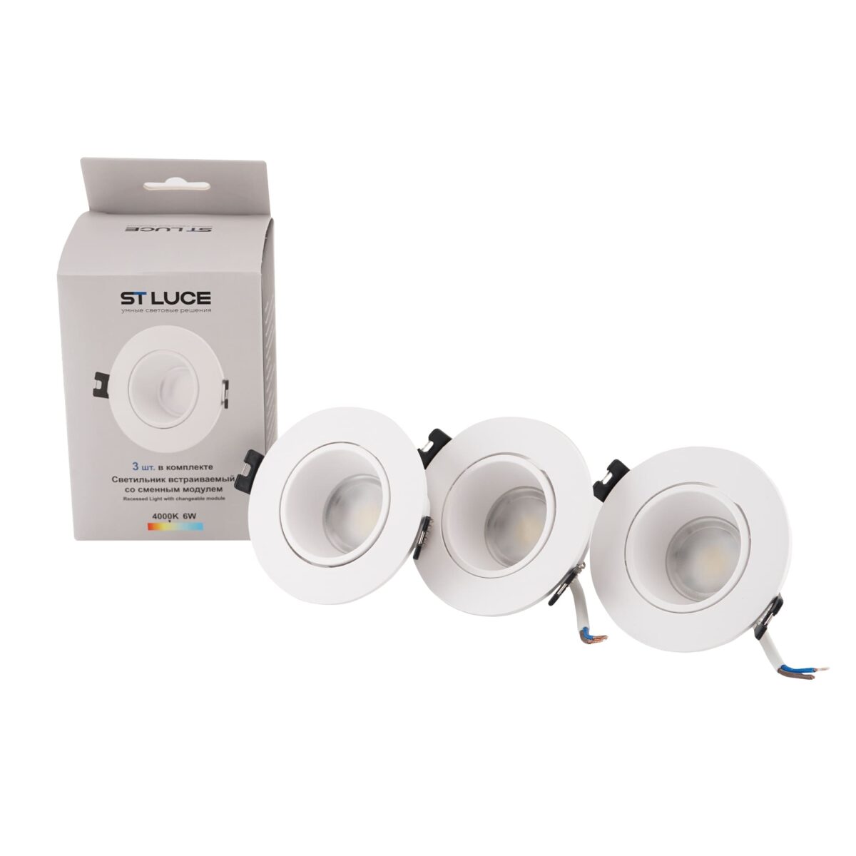 ST906.508.01_3 Светильник встраиваемый со сменным модулем ST-Luce белый/прозрачный LED 1*5.6W 4000K Встраиваемые светильники — изображение 1