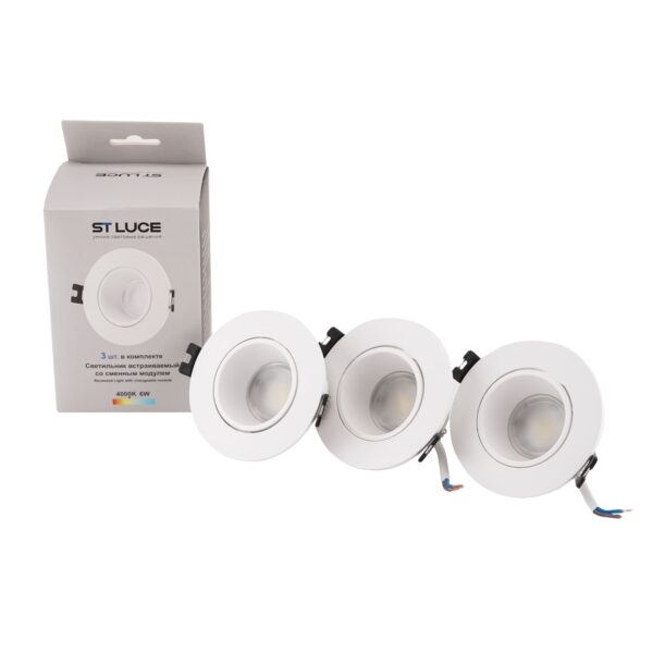 ST906.508.01_3 Светильник встраиваемый со сменным модулем ST-Luce белый/прозрачный LED 1*5.6W 4000K Встраиваемые светильники
