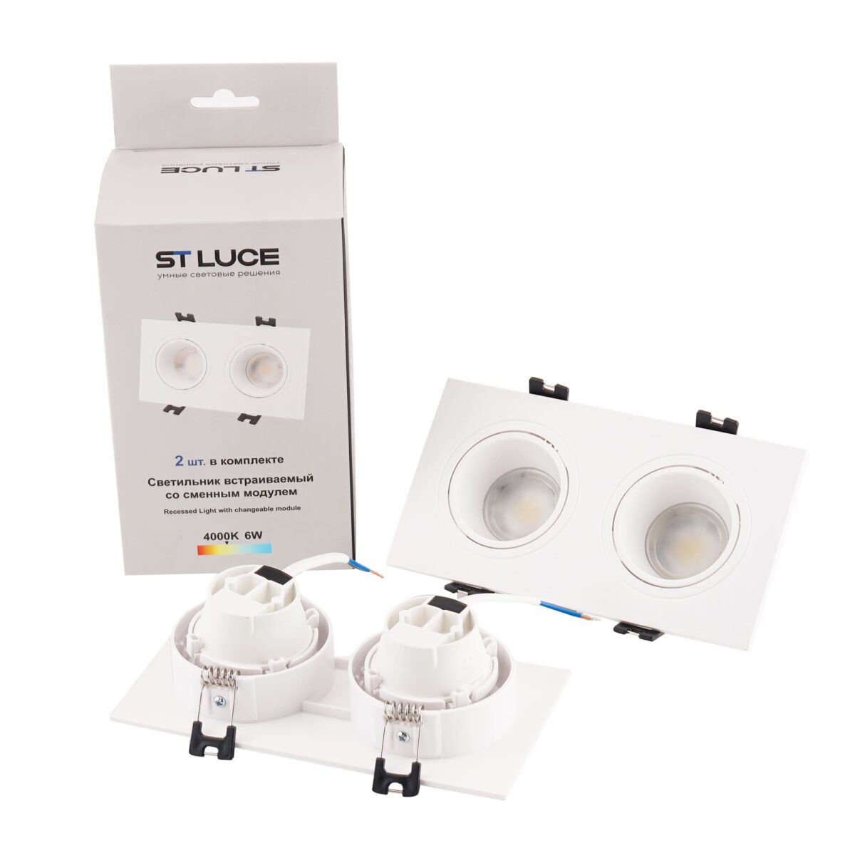 ST906.508.02_2 Светильник встраиваемый со сменным модулем ST-Luce белый/прозрачный LED 1*11.2W 4000K Встраиваемые светильники — изображение 7