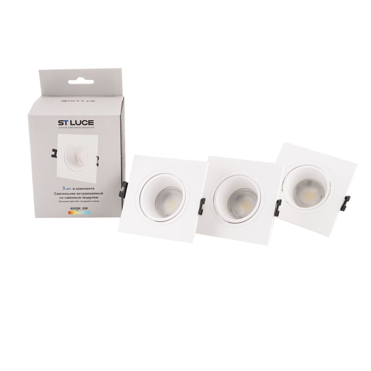 ST906.518.01_3 Светильник встраиваемый со сменным модулем ST-Luce белый/прозрачный LED 1*5.6W 4000K Встраиваемые светильники — изображение 1