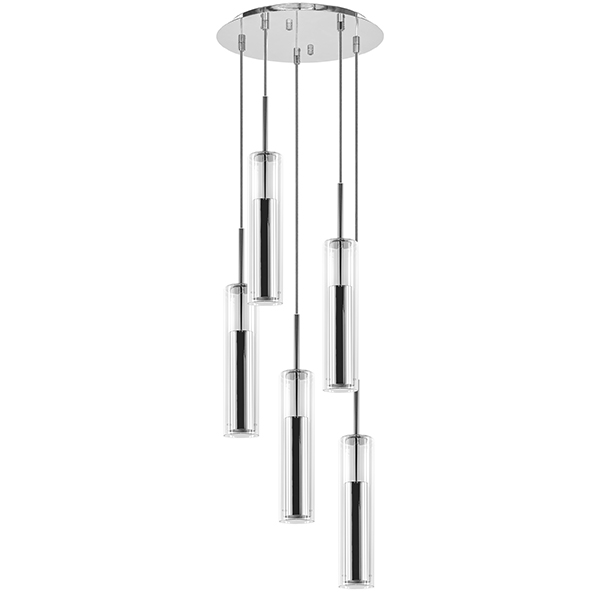 в наличии 756054 Люстра CILINO 5х40W GU10 ХРОМ - купить в интернет-магазине Светильники Торг