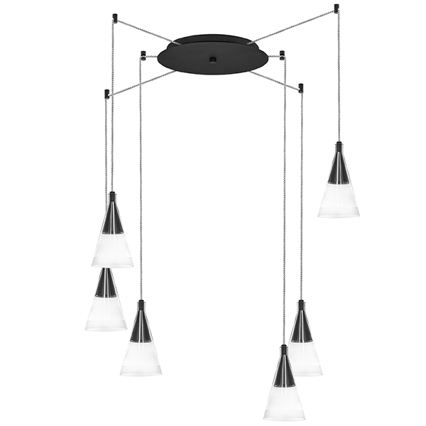 в наличии 757067 Люстра CONE 6х40W GU10 ЧЕРНЫЙ МАТОВ/ПРОЗРАЧНО-МАТОВЫЙ - купить в интернет-магазине Светильники Торг