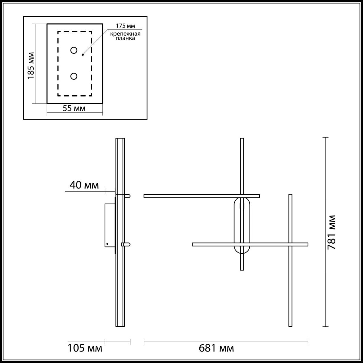 0edfcb9d2dcf7c567f76a98812c08f84 3890/36WLP L-VISION ODL20 311 черный/металл Настенный светильник LED 3000/3800/4800K (перекл. ч/з тумблер) 33W 220V RUDY — изображение 1