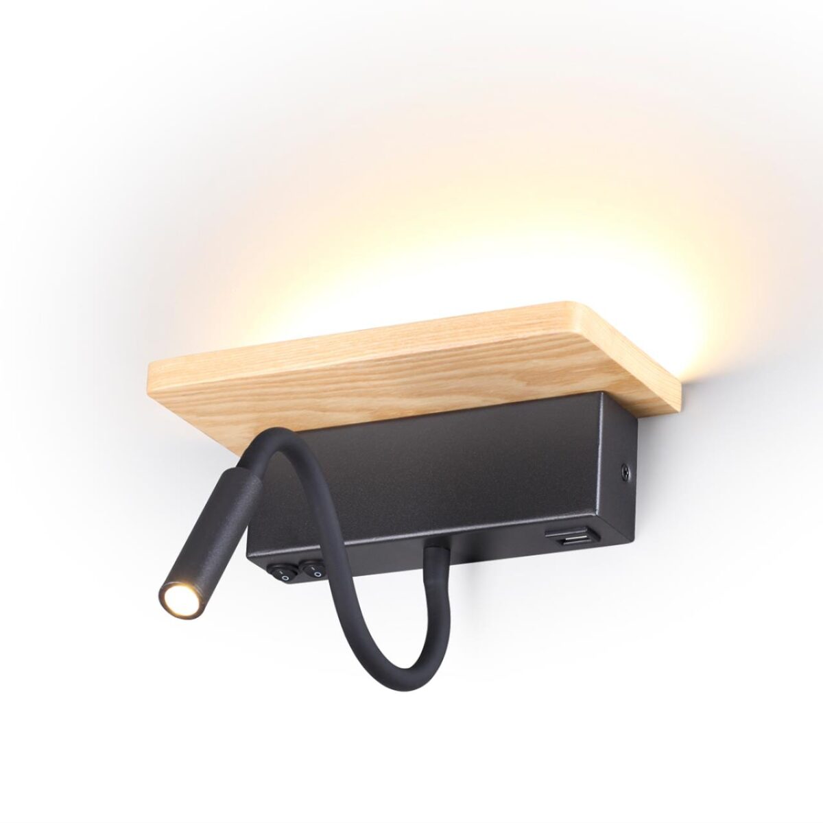 3868/8WL HIGHTECH ODL19 475 св.дерево/дерево Настен. светильник LED 8W 560Лм 3000К USB зарядка WOODY — изображение 3