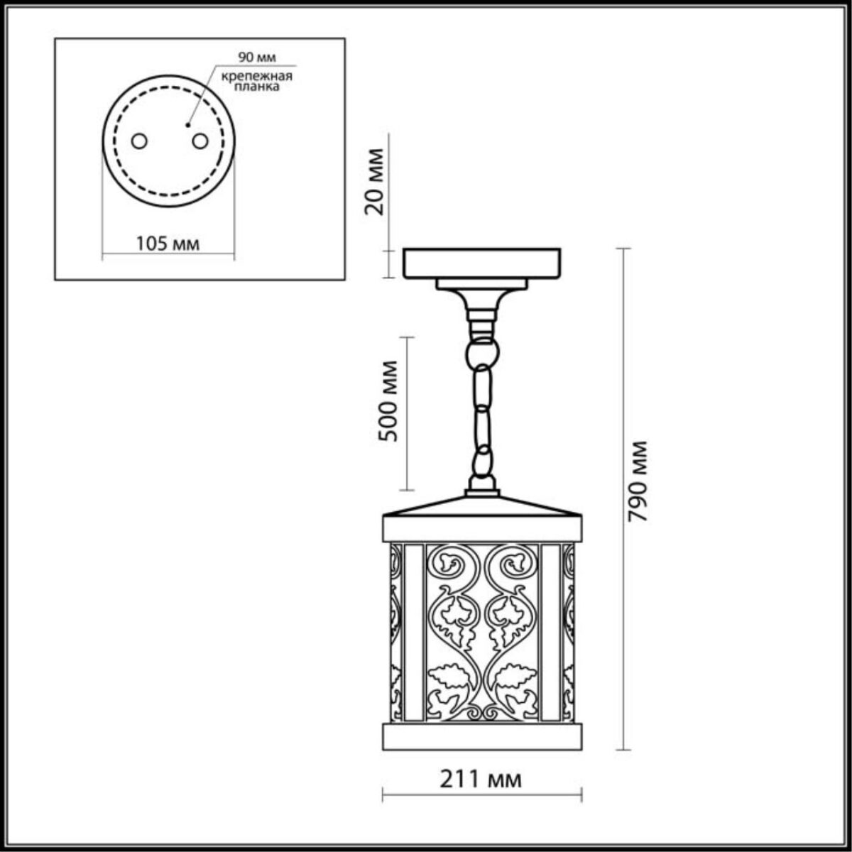 2286/1 NATURE ODL12 000 патина коричневый Уличный светильник-подвес IP44 E27 100W 220V LAGRA — изображение 2